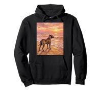 Brindle Pit Bull Sunset Beach Dog Illustration Sweat à Capuche