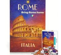 Bring Rome Home Puzzles 1000 pièces pour Adolescents | Collection d'artistes « Défi difficile » beaux-arts avec affiche et fiche de questions assorties 26x38cm
