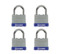 BRINKS - Lot de 4 cadenas à clés en acier laminé de 40 mm - Chromé avec anse en acier trempé (172-40401)