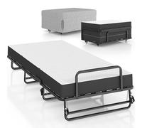 Brinlawb Lit Pliant 1 Personne 90x200 cm avec Matelas, Lit Pliable Adulte avec Matelas en Mousse de 10 cm, Lit d'appoint 1 Personne avec 4 roulettes, Utilisé comme lit Simple ou canapé, Charge 250 kg