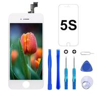 Brinonac Écran pour iPhone 5s/SE 2016 4,0" LCD de Remplacement Complet Préassemblés Capteur de Proximité, Caméra Frontale, Écouteur et Bouton Home avec Kit de Réparation (Blanc)