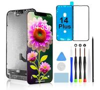 Brinonac Kit de remplacement d'écran pour iPhone 14 Plus, écran LCD Retina Full HD de 6,7", écran tactile COF, kit d'assemblage avec outils de réparation, adhésif étanche, verre trempé