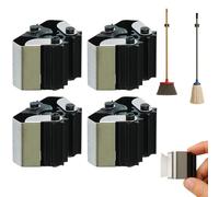 Brinox Lot de 4 crochets adhésifs en acier inoxydable pour balais et serpillères avec rouleaux en caoutchouc