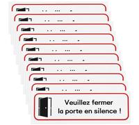 Briny River Lot de 10 autocollants en PVC avec inscription « Please Close The Door Quietly » 196 x 65 mm