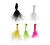 Briny River Lot de 30 Leurres de Pêche à Tête Plombée en Plumes pour Crapets 3,5 G Marabou Convient pour Crapets Perches Crapets-Soleil Jaune Noir Blanc Vert Rose