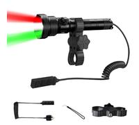 Brinyte T28 Lampe Torche Zoom 3-En-1 Rouge Blanc Vert Extérieur | Variateur Continu, Interrupteur Rotatif, Longue Portée, Lampe Tactique, Interrupteur Distance, Deux Supports, Camping