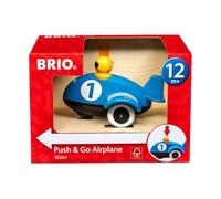 BRIO - 30264 - Avion Push & Go - Jouet d'éveil premier age - Stimule la motricité - Système à rétrofriction facile à faire fonctionner - A partir de 12 mois