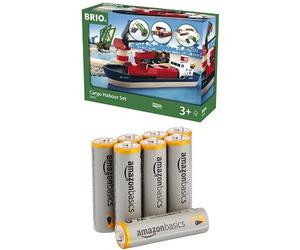 Brio - 33061 - Jouet Premier Age - Circuit d'Activités Portuaires + piles AA Amazon Basics