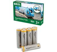 Brio - 33506 - Jouet Premier Age - Train de Voyageurs à Piles + piles AA Amazon Basics