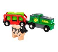 Train de la Ferme à Pile - BRIO - Circuit en bois - Wagon et chargement aimanté inclus