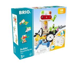 BRIO Builder - 34592 - Coffret Builder et Enregistreur de voix - 68 pièces - Piles incluses - Jeu de construction STEM - Créations libres ou guidées - Pour garcons et filles dès 3 ans
