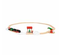 BRIO World 36014 Kit de Noël avec batterie - De la cheminée de la locomotive émet de la vapeur d'eau froide - Grande disposition de rail pour un tour autour du sapin de Noël - Recommandé à partir de 3