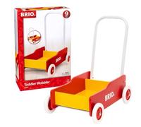 BRIO Marchette pour bébé 31350 Rouge-Jaune - Classique pour Les Enfants de 9 Mois - poignée réglable pour s'adapter à la Taille de l'enfant et Frein réglable pour régler la Vitesse de roulement