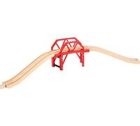 BRIO Pont de chemin de fer avec rampes d'accès 63369900 - Pont en courbe avec deux rails en bois ascendants