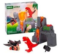 Brio Accessoire circuit train bois, Volcan en éruption dinosaure, Sans pile, avec aimant, dès 3 ans