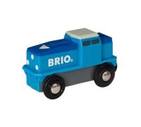 BRIO World - 33130 - Locomotive de Fret Bleue à pile - Train électrique avec connexion aimantée - Pour circuit de train en bois - Jouet pour garcons et filles dès 3 ans