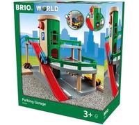 Brio World - 33204 - Garage Rail - Route - Accessoire pour circuit de train en bois - 3 niveaux - Véhicules inclus - Action de A13