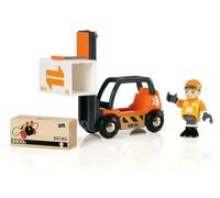 Chariot élévateur BRIO 33573 pour circuit de train en bois avec figurine incluse dès 3 ans orange TU