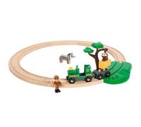 BRIO World - 33720 - Circuit Safari - Coffret complet 17 pièces - Action de jeu sans pile - Figurine et animaux inclus - Circuit de train en bois - Jouet mixte à partir de 3 ans