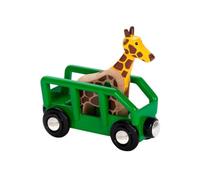 BRIO World - 33724 - Wagon Girafe - Accessoire pour circuit de train en bois - Avec connexions aimantées - Thème safari - Jouet pour garçons et filles dès 3 ans