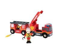 BRIO World - 33811 - Camion de Pompiers Son et Lumière - Piles incluses - pour Circuit de Train en Bois - Jouet pour garçons et Filles à partir de 3 Ans