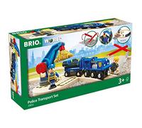 Brio - Circuit de train en bois Circuit Police - Coffret 17 pièces, magnétique, mixte dès 3 ans