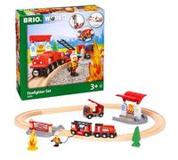 Brio World - 33815 - Circuit Action Pompier - Coffret complet de 18 pièces avec camion son et lumière - Circuit de train en bois - Jouet mixte à partir de 3 ans