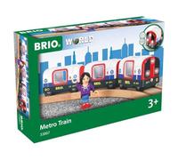 BRIO World - 33867 - Metro Son et Lumière - Train manuel avec son et lumière - Thème ville urbain transport en commun - Pour circuit de train en bois - Jouet pour garçons et filles dès 3 ans