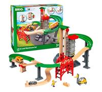 Brio World - 33887 - Grand Circuit Plateforme Multimodale - Coffret Complet de 32 pièces avec Ascenseur à véhicule - Circuit de Train en Bois - Jouet Mixte dès 3 Ans