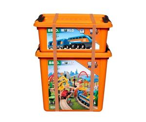 BRIO World - 33977 - Circuit Smart Tech Sound Deluxe - Coffret Complet de 91 pièces avec Train électrique Intelligent STEM - Circuit de Train en Bois - Boites de Rangement incluses - Dès 3 Ans