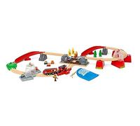 BRIO World - 36004 - Circuit Action Pompier Smart Tech Sound - Coffret Complet de 41 pièces avec Train électrique Intelligent STEM - Circuit de Train en Bois - Jouet Mixte dès 3 Ans