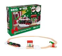 BRIO World 36014 Kit de Noël avec batterie - De la cheminée de la locomotive émet de la vapeur d'eau froide - Grande disposition de rail pour un tour autour du sapin de Noël - Recommandé à partir de 3