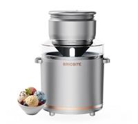 BRIOBITE Machine à crème glacée électrique de 1,1 litre pour gelato, milkshakes et sorbet, parfaite pour la famille, facile à utiliser et à nettoyer, argent