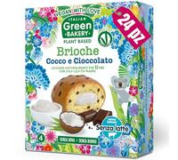 Brioches véganes garnies à la Crème de Noix de Coco et Chocolat, Sans Lait ni Œufs, En-cas artisanaux Plant Based au Levain, 45 g x 24 pcs (6 Paquets) - Vegan With Love Italian Green Bakery