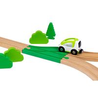 Briocks® - Aiguillage Parallèle pour Train en Bois - Compatible avec BRIO, Thomas, Lillabo, IKEA, Melissa & Doug, Oxybul, Playtive et Bien d’Autres ! (Vert) (Aiguillage Gauche)