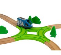 Briocks® - Intersection 2 Voies à Courbes pour Train en Bois - Compatible avec BRIO, Thomas, Lillabo, IKEA, Melissa & Doug, Oxybul, Playtive et Bien d’Autres !