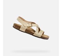 Geox Femme D Brionia B Sandales Plates, Doré, 39 EU