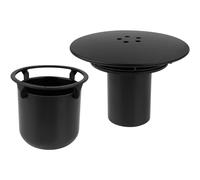 BRIOTA Bouchon de vidange de douche, 115 mm, chromé et noir, amovible, récupérateur de cheveux à débit rapide pour sortie de vidange de 90 mm, couvercle de bonde de douche et couvercle de bonde