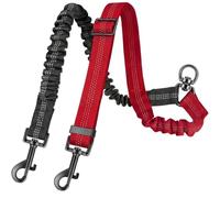BRIOTA Laisse double pour chien, sans nœuds, réglable, pivote à 360 °, design réfléchissant avec élastique absorbant les chocs, convient pour les animaux de compagnie de taille moyenne