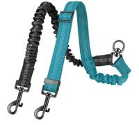 BRIOTA Laisse double pour chien, séparateur élastique anti-choc, pivotant à 360°, sans nœuds, laisse réglable et robuste pour la promenade et le dressage des races de petite, moyenne et grande taille