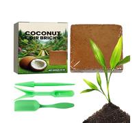 Brique de Plantation (10x10cm) - Bloc de Coco Organique avec Fibre Rétentrice d'eau Réutilisable | Substrat Compressé de Noix de Coco pour Pots de Jardin et Hydroponie | Inclus Pelle et Outils