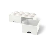 Brique de Rangement LEGO 2 tiroirs 8 picots - Blanc