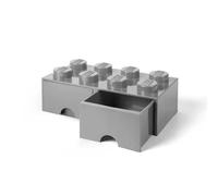 Brique de Rangement LEGO 2 tiroirs 8 picots - Gris