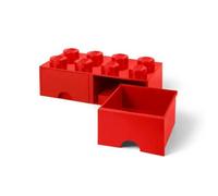 Brique de Rangement LEGO 2 tiroirs 8 picots - Rouge