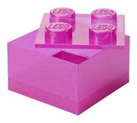 Room Copenhagen LEGO Brique de rangement 4 boutons pailletés Violet - Boîte empilable en plastique avec couvercle