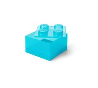 Room Copenhagen LEGO Brique de rangement à 4 boutons - Bleu clair pailleté - Boîte de rangement empilable en plastique avec couvercle pour enfants et adultes - Organiseur de bureau et boîte à jouets