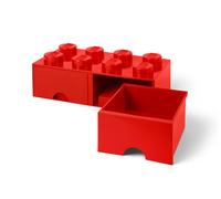 Brique rouge de rangement LEGO à tiroir 8 tenons