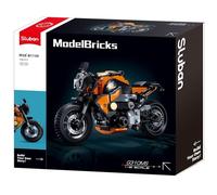 Briques de construction - SLUBAN - Moto orange - 196 pièces - À partir de 10 ans - Plastique