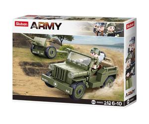 Briques Jeep allié + anti aérien Sluban SOEM38 B0853 143 pièces Transparent