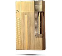 Briquet À Allumage Léger À Glissière Latérale Vintage, Briquet Au Butane Rechargeable en Laiton De Luxe, Convient Aux Hommes Et Aux Femmes Collection/Cadeau (sans Gaz) (Color : Gold)